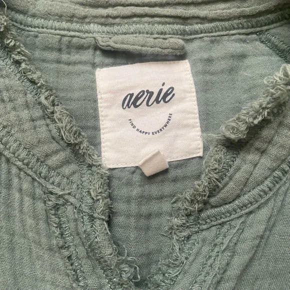 Aerie Olive Green Gauze Button Down Shirt – Size XS - Picture 5 of 7